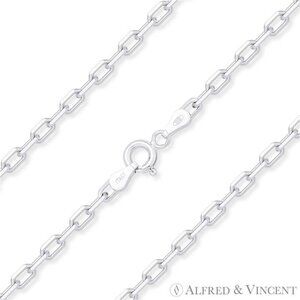 2.8mm D-Cut Anchor Cable Link Chain Necklace in Solid .925 Sterling Silver - 24"